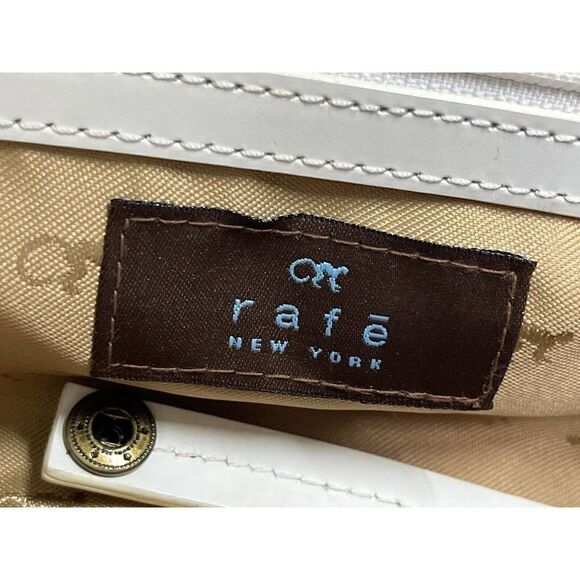 Rafē New York White Leather Nude Crochet Twist Buckle Handbag - Picture 4 of 16